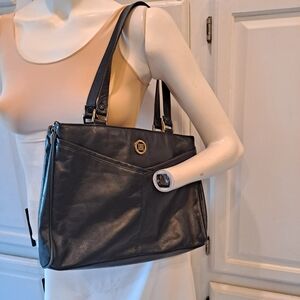 Borelli Vintage 90s Navy Blue Smooth Ultra Soft Leather Shoulder Bag